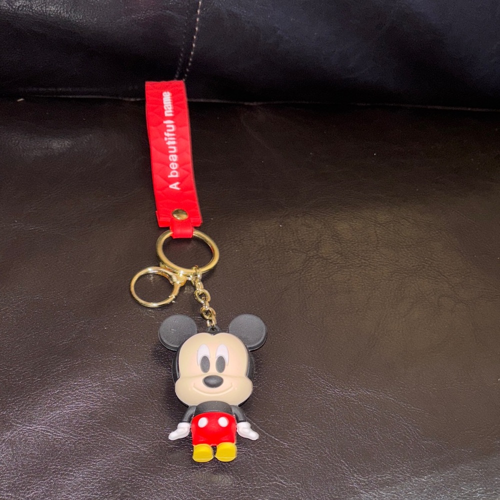 Mickey Mouse Keychain with Red Strap